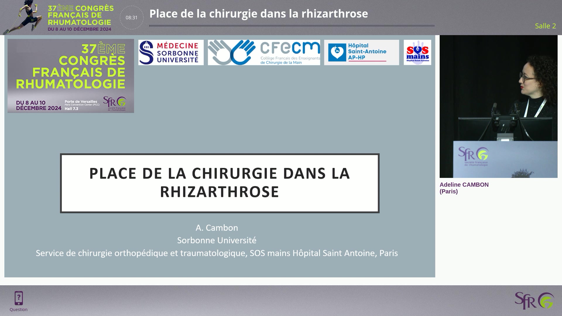 Place de la chirurgie dans la rhizarthrose