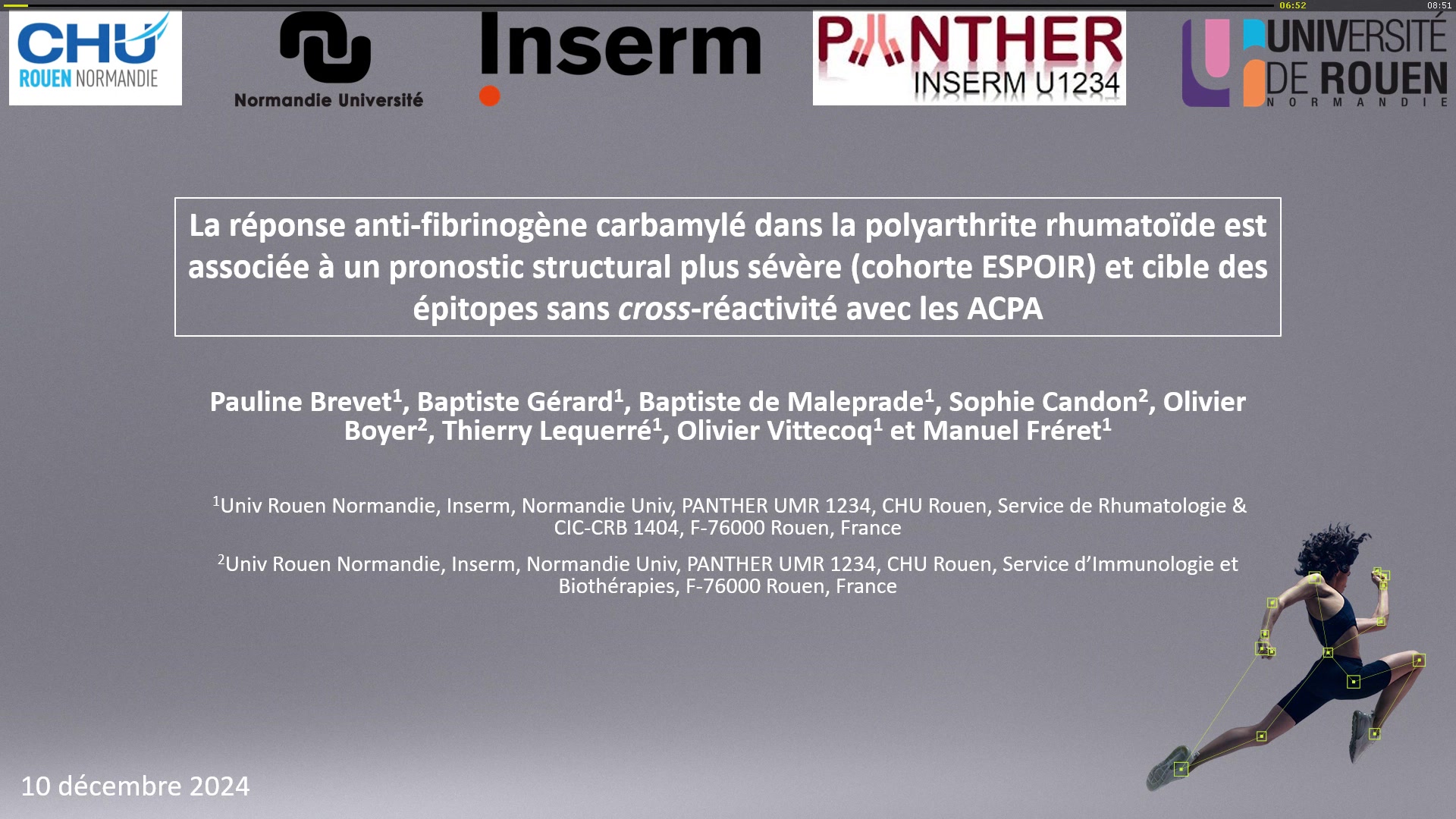 La réponse anti-fibrinogène carbamylé dans la polyarthrite rhumatoïde est associée à un pronostic structural plus sévère (cohorte ESPOIR) et cible des épitopes sans cross-réaction avec les ACPA