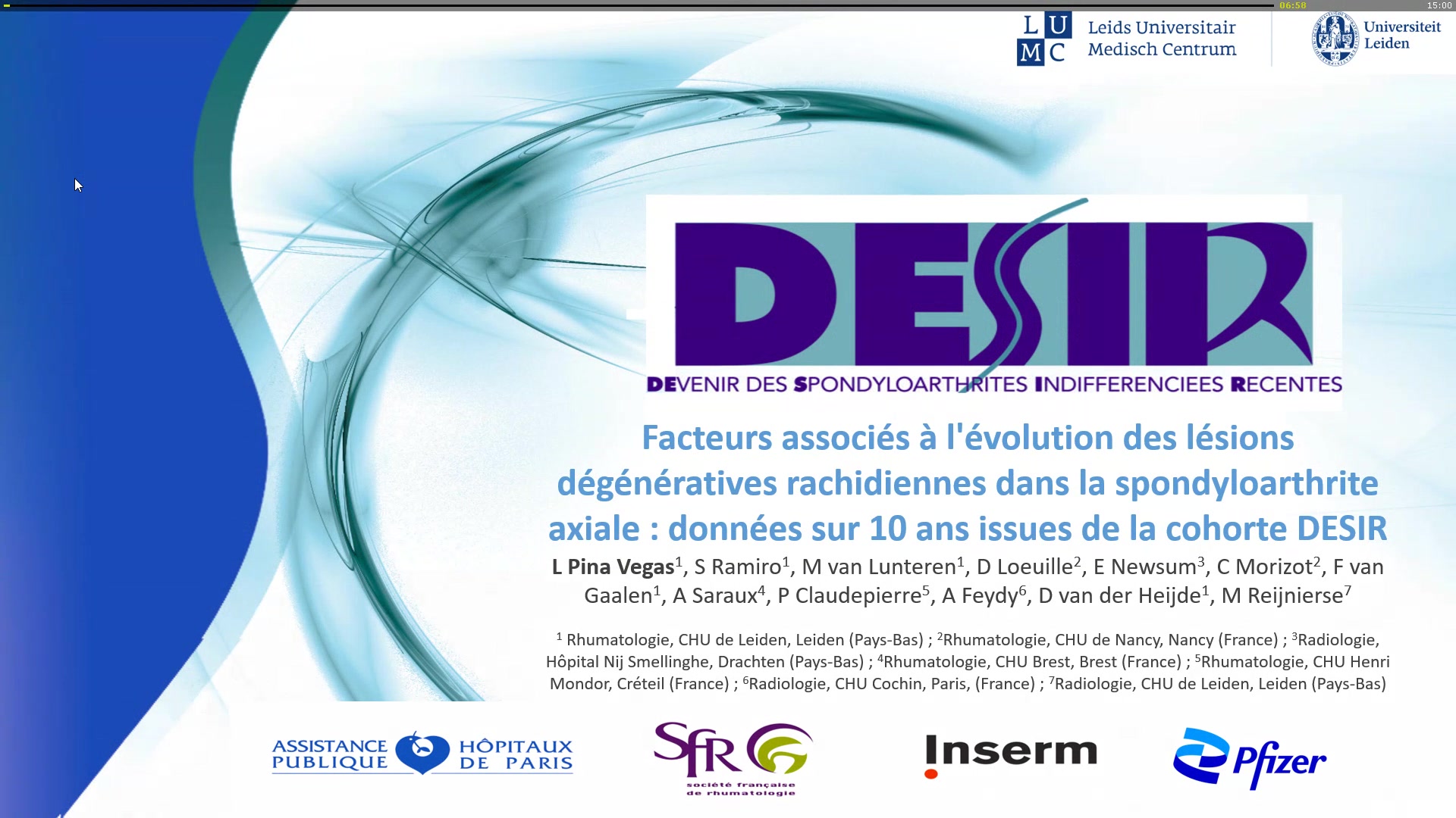 Facteurs associés à l’évolution des lésions dégénératives rachidiennes dans la spondyloarthrite axiale : données sur 10 ans issues de la cohorte DESIR