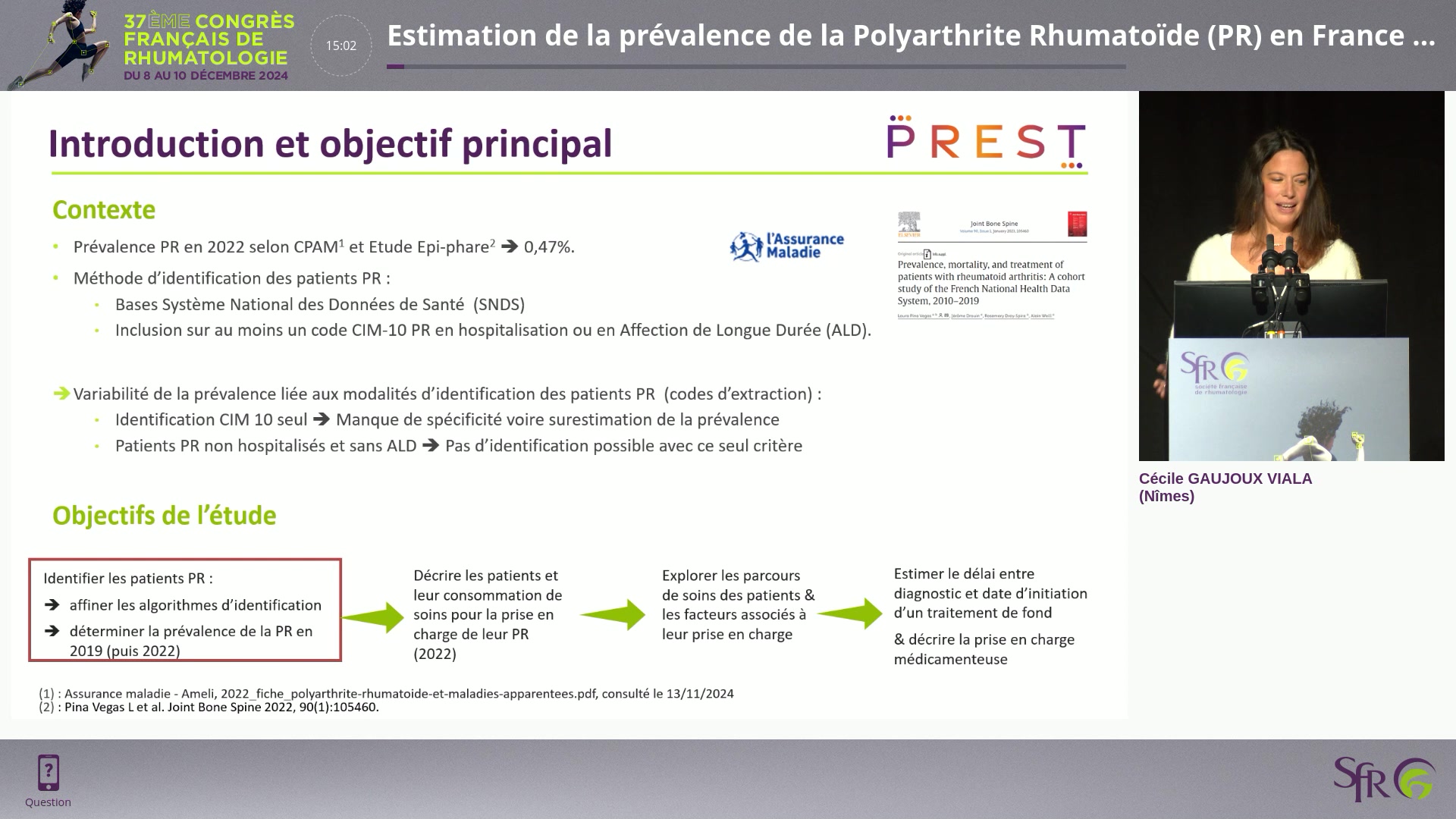 Estimation de la prévalence de la Polyarthrite Rhumatoïde (PR) en France à partir des parcours de soins dans le Système National des Données de Santé (SNDS) : opportunités et limites – Etude PREST