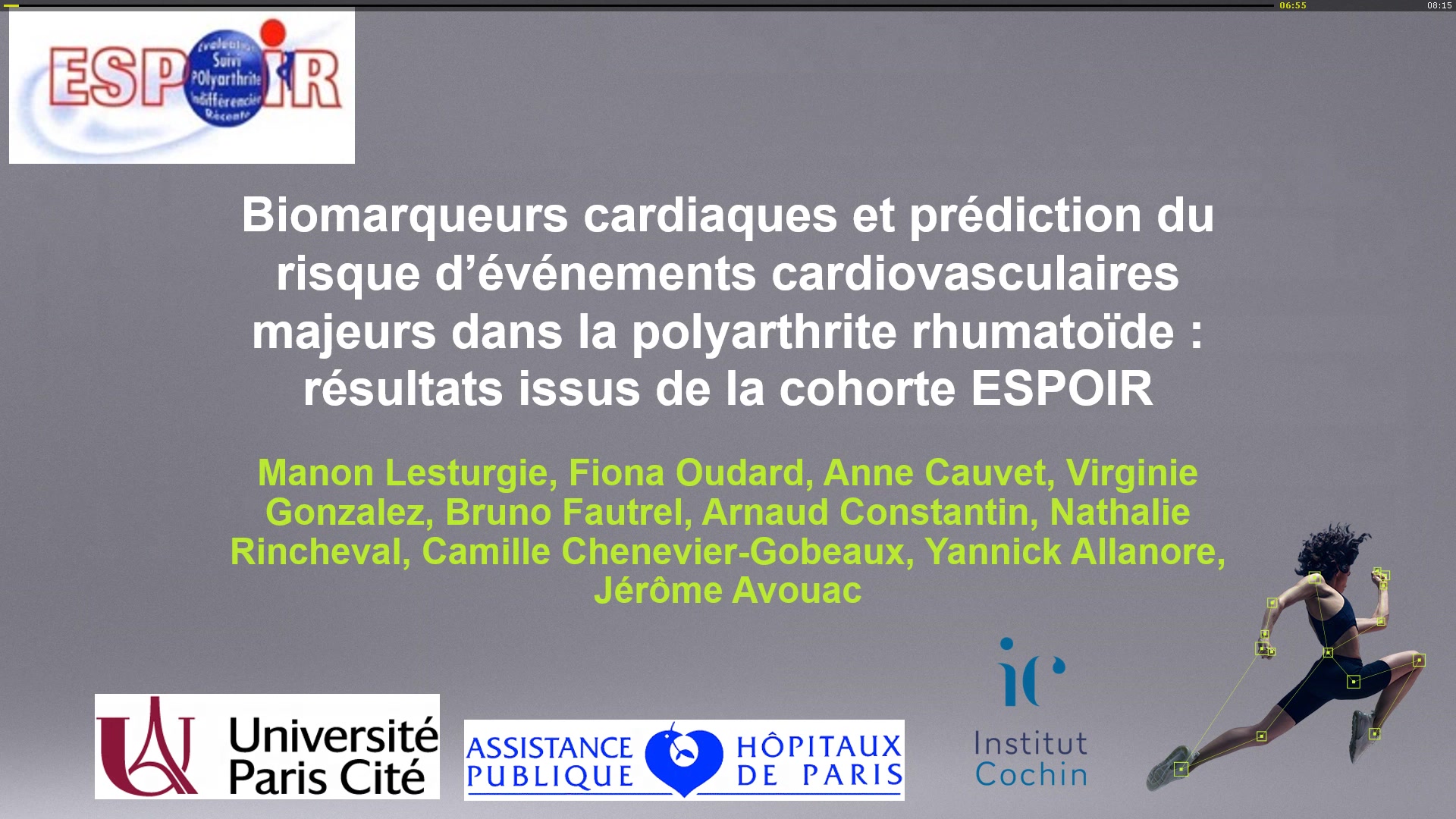 Biomarqueurs cardiaques et prédiction du risque d’événements cardiovasculaires majeurs dans la polyarthrite rhumatoïde : résultats issus de la cohorte ESPOIR