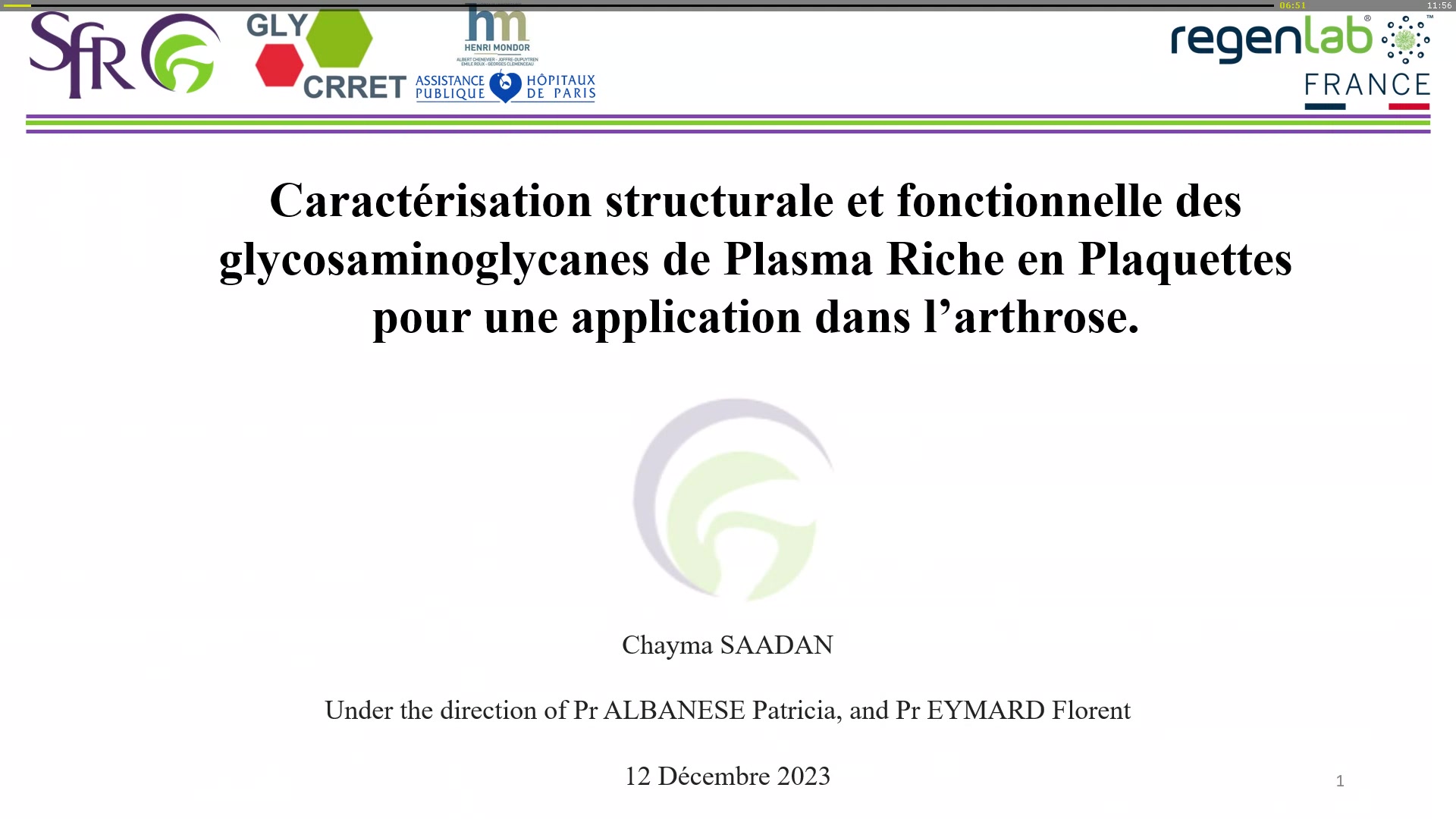 Caractérisation structurale et fonctionnelle de la composante glycanique du plasma riche en plaquettes