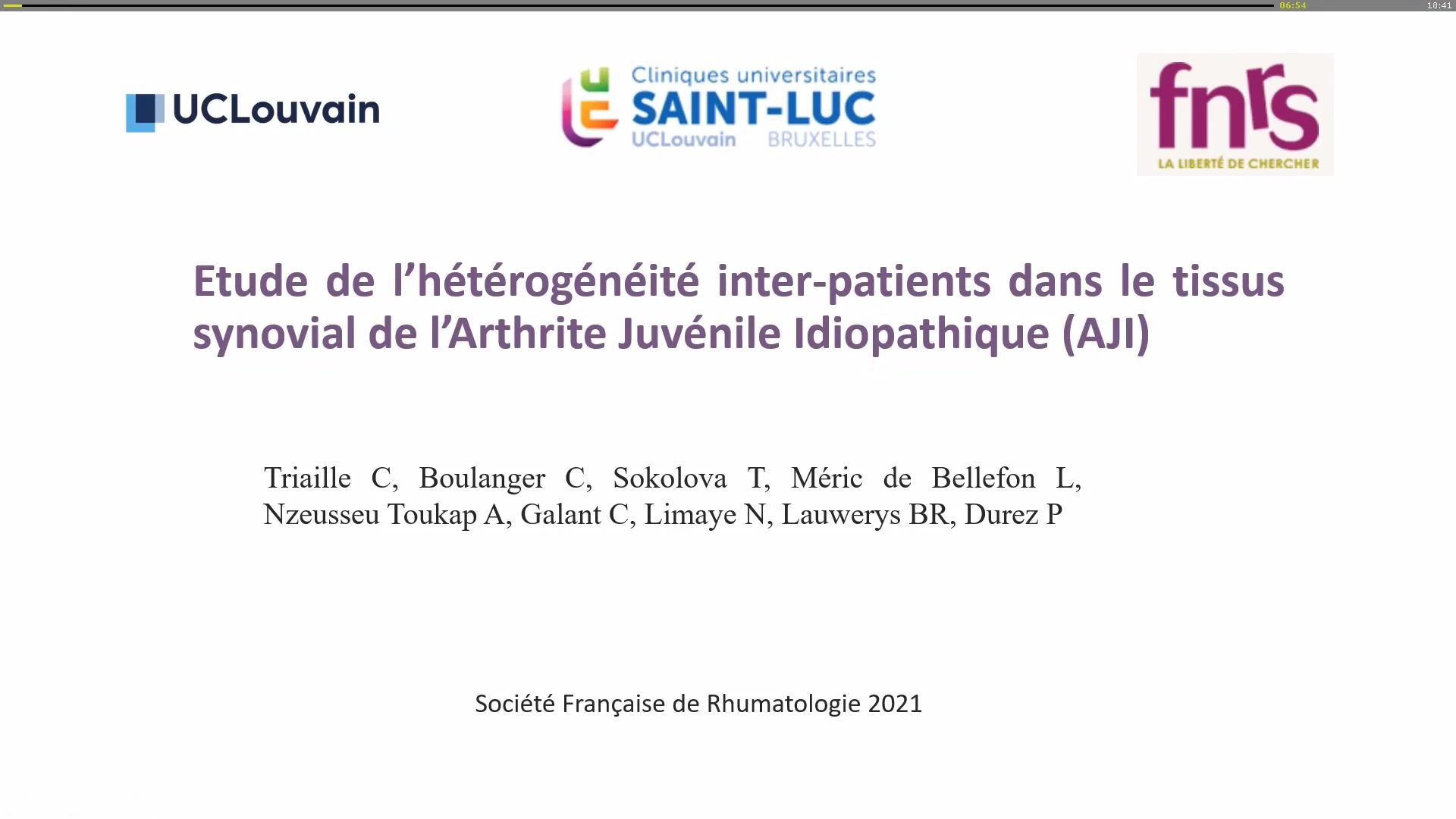 Analyse de l’hyperplasie des synoviocytes et de l’infiltration des cellules immunitaires dans la synovie des patients atteints d’arthrite idiopathique juvénile