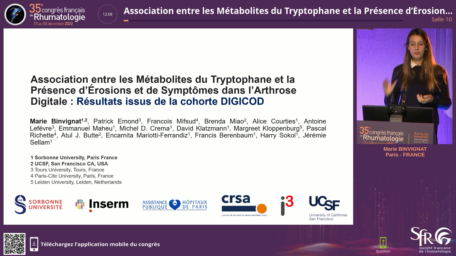 Association entre les Métabolites du Tryptophane et la Présence d’Érosions et de Symptômes dans l’Arthrose Digitale : Résultats issus de la cohorte DIGICOD