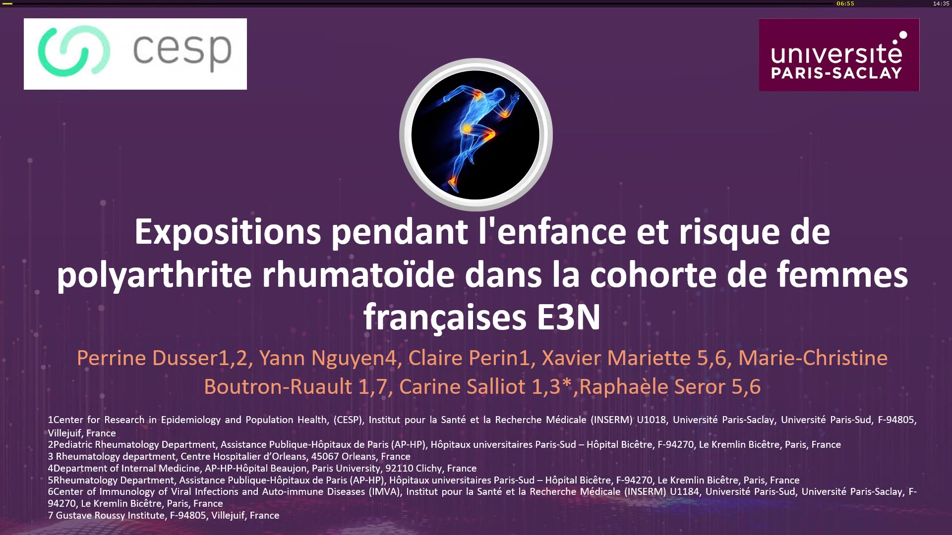 Expositions pendant l’enfance et risque de polyarthrite rhumatoïde dans la cohorte de femmes françaises E3N