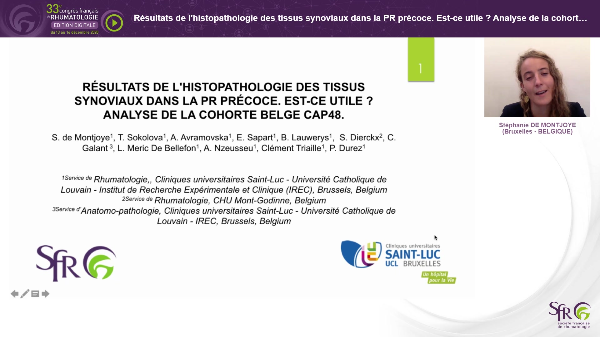 Résultats de l’histopathologie des tissus synoviaux dans la PR précoce. Est-ce utile ? Analyse de la cohorte belge CAP48