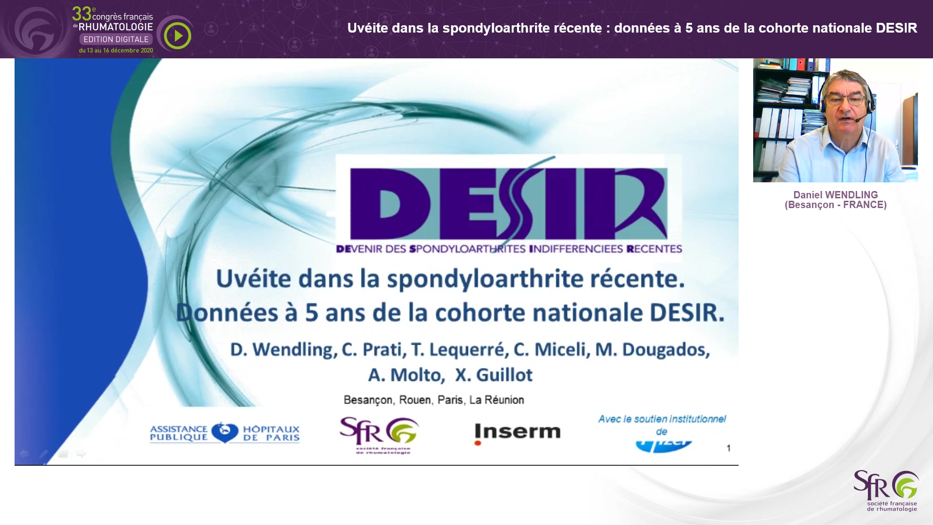 Uvéite dans la spondyloarthrite récente : données à 5 ans de la cohorte nationale DESIR