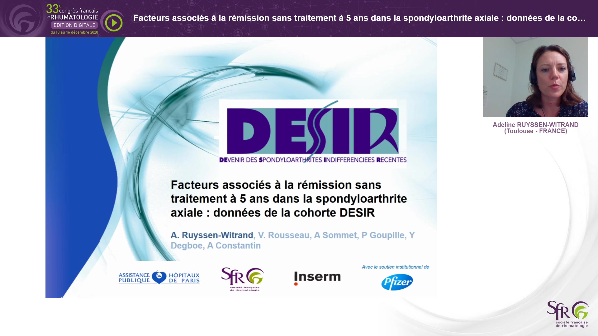 Facteurs associés à la rémission sans traitement à 5 ans dans la spondyloarthrite axiale : données de la cohorte DESIR