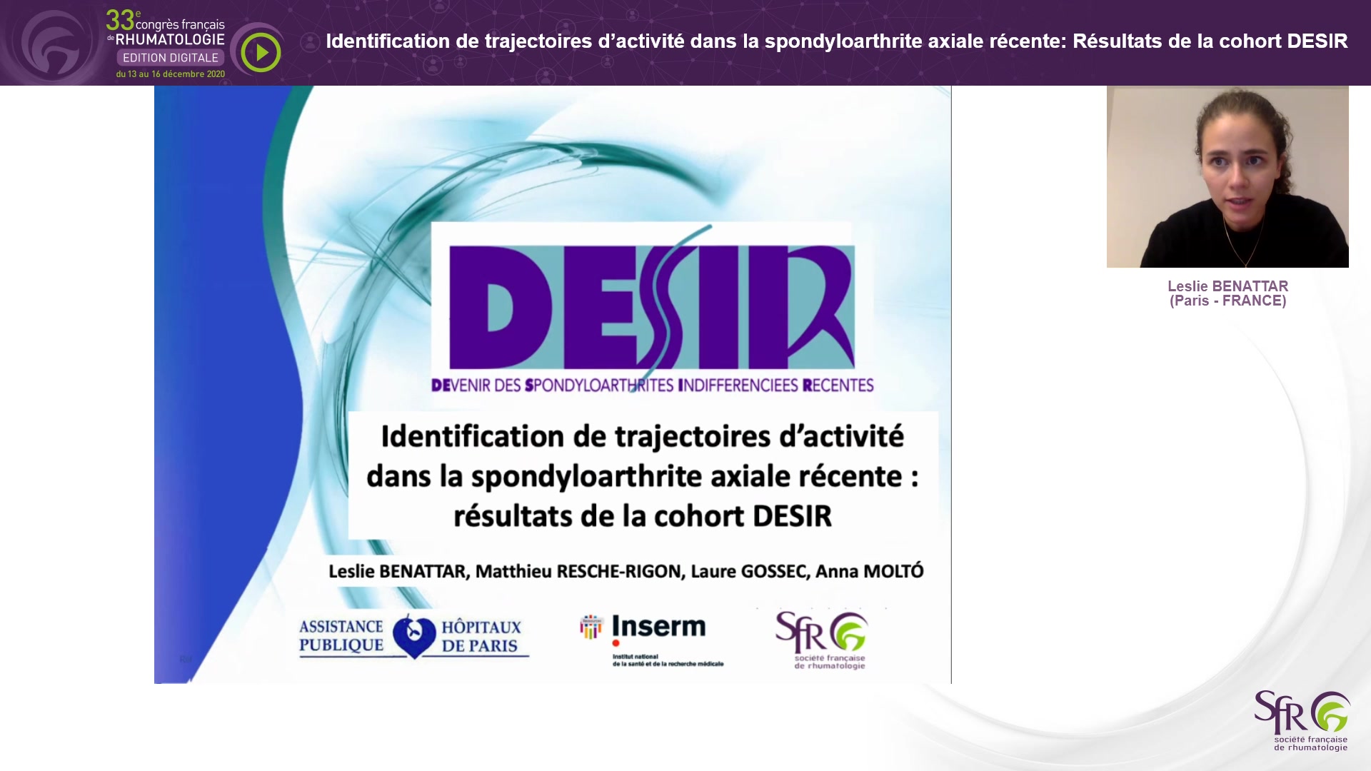 Identification de trajectoires d’activité dans la spondyloarthrite axiale récente: Résultats de la cohort DESIR