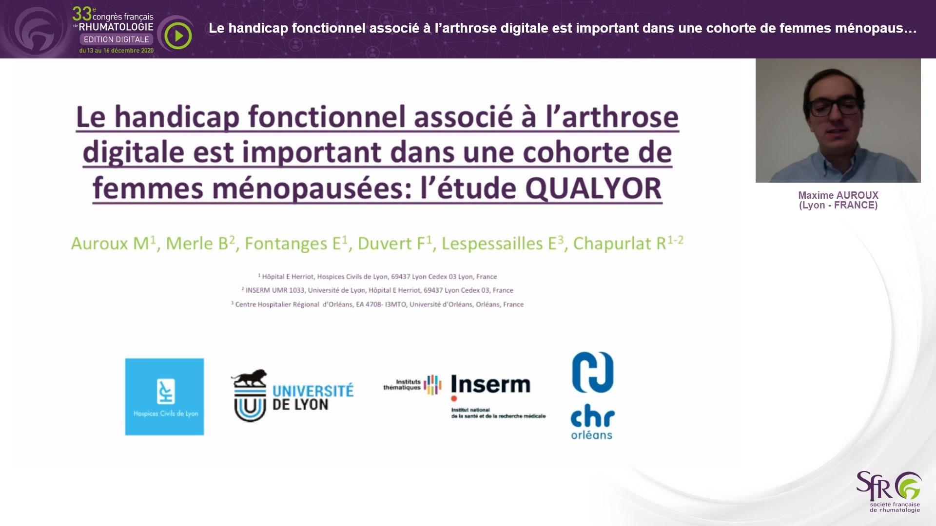 Le handicap fonctionnel associé à l’arthrose digitale est important dans une cohorte de femmes ménopausées : l’étude QUALYOR