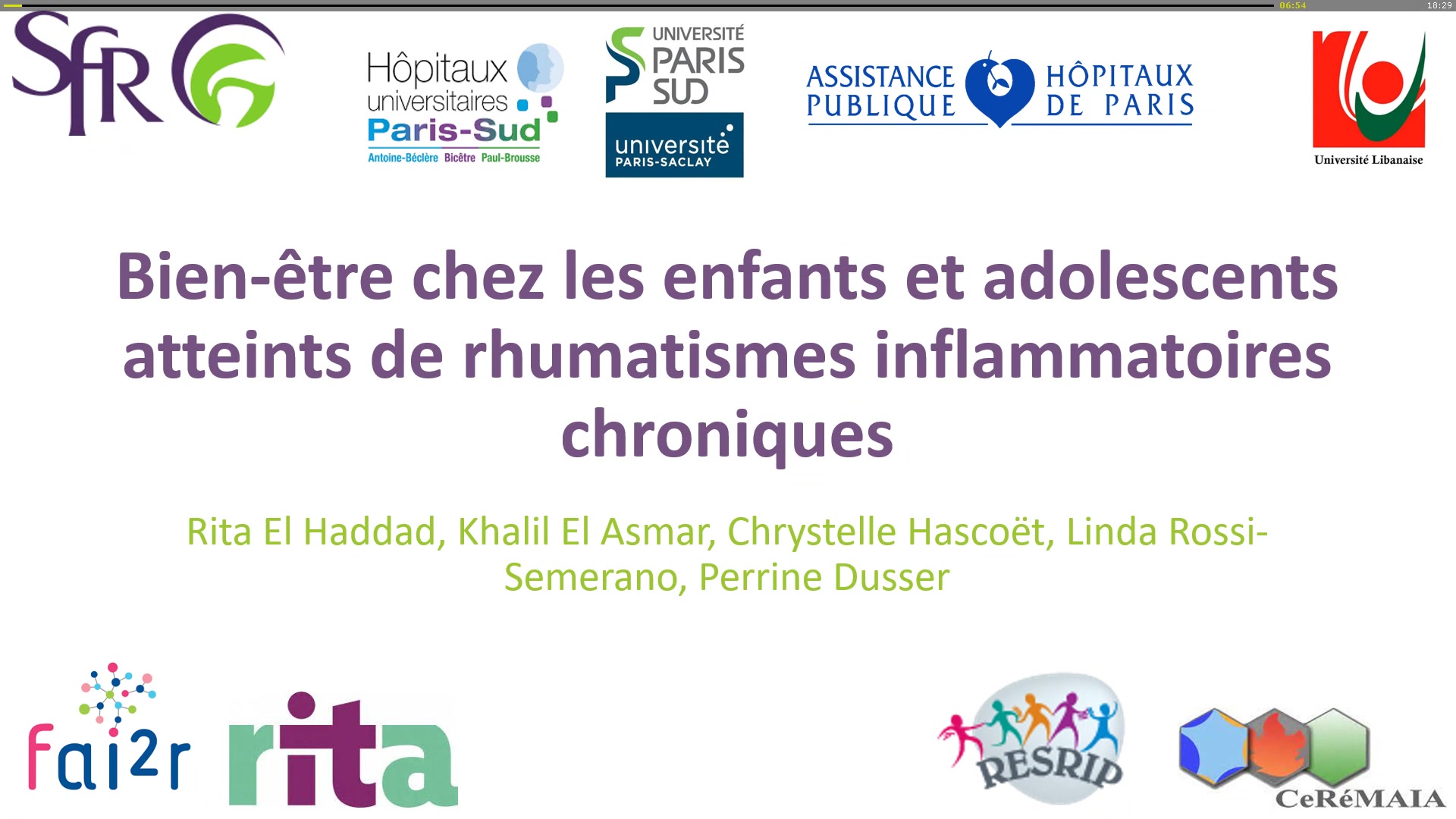 Bien-être chez les enfants et adolescents atteints de rhumatismes inflammatoires chroniques