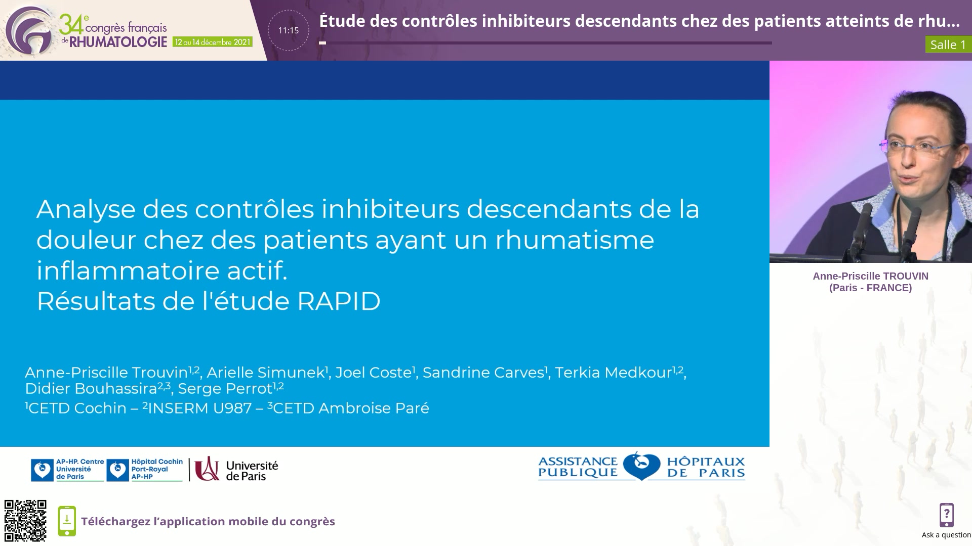 Étude des contrôles inhibiteurs descendants chez des patients atteints de rhumatisme inflammatoire chronique actif